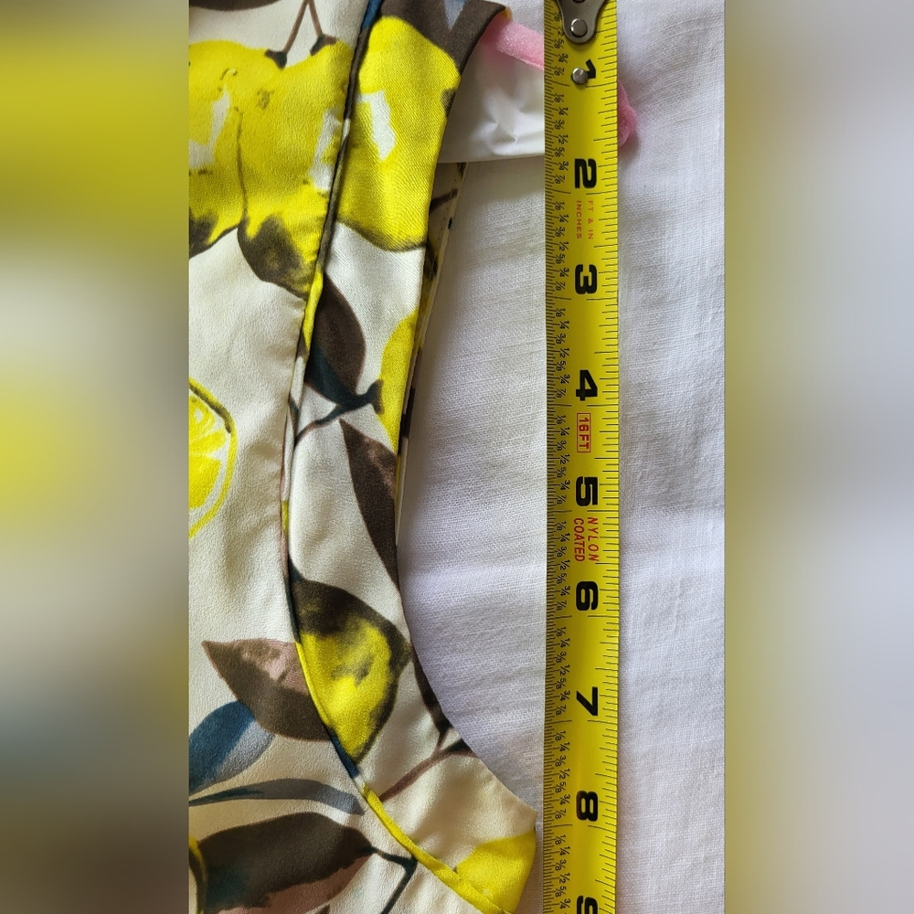 Elodie Cottagecore Lemon Sleeveless Mini Dress w/Buttons & Collar, Size Small - Picture 12 of 15